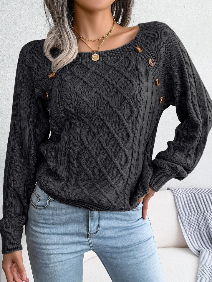 Women's Timeless Cable Knit Sweater with Crewneck