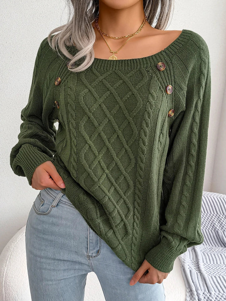 Women's Timeless Cable Knit Sweater with Crewneck