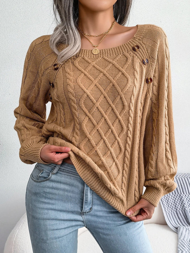 Women's Timeless Cable Knit Sweater with Crewneck