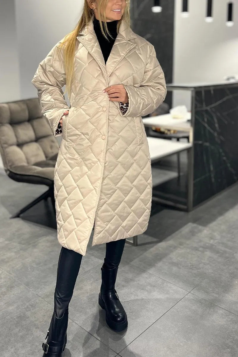 Women's Elegant Quilted Long Puffer Coat