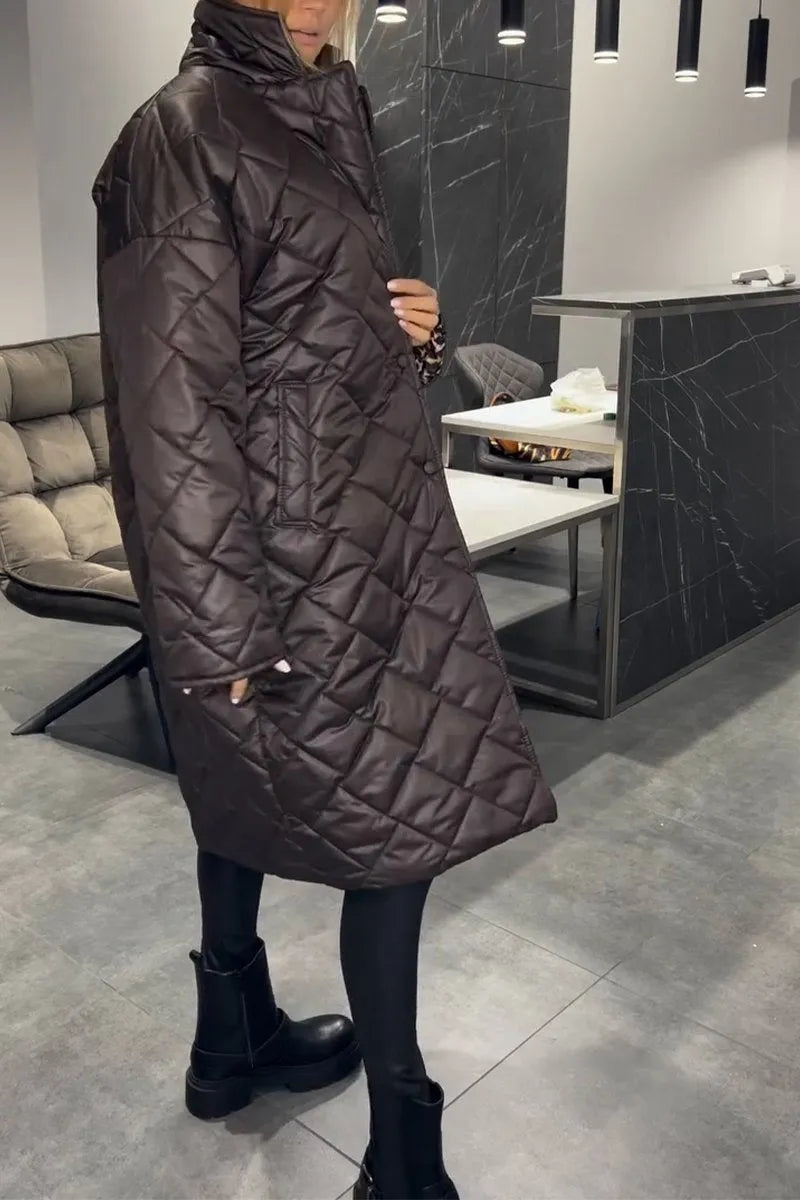 Women's Elegant Quilted Long Puffer Coat