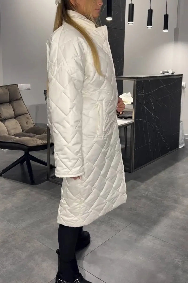 Women's Elegant Quilted Long Puffer Coat