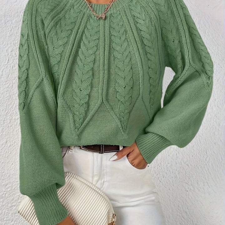 Women's Flattering Cable Knit Cropped Sweater