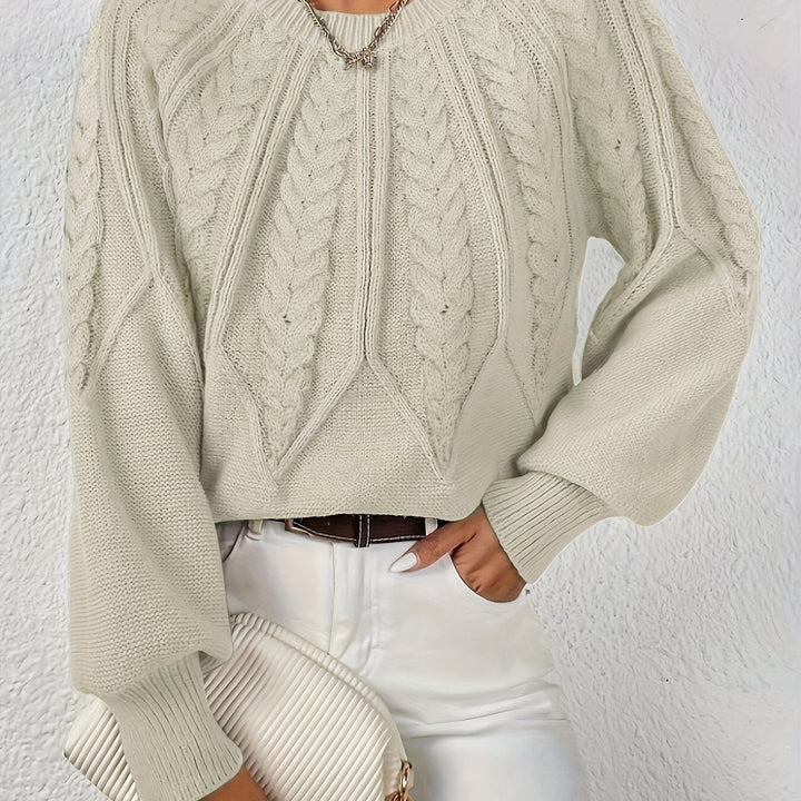Women's Flattering Cable Knit Cropped Sweater