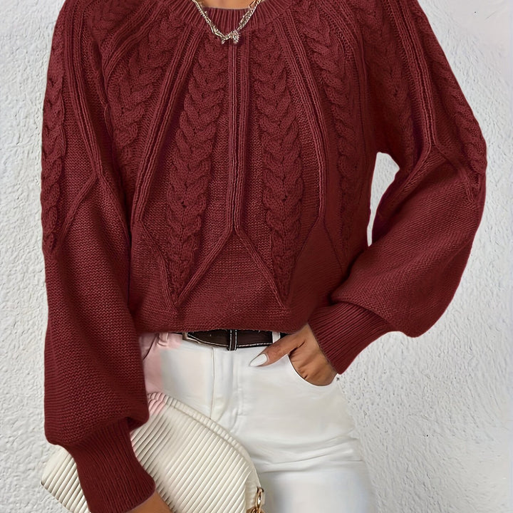 Women's Flattering Cable Knit Cropped Sweater