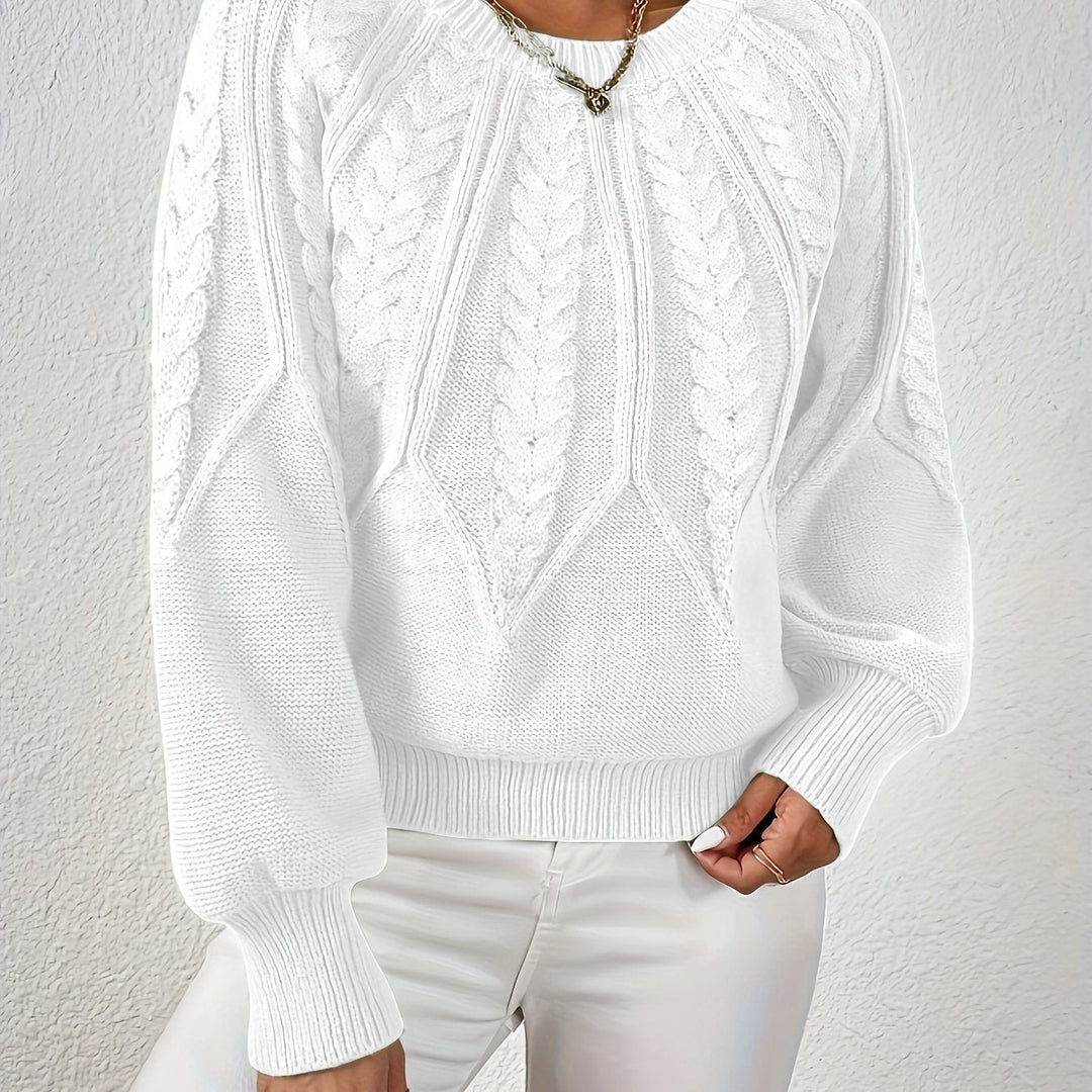 Women's Flattering Cable Knit Cropped Sweater