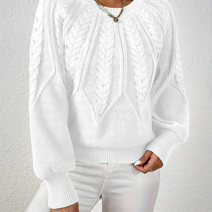 Women's Flattering Cable Knit Cropped Sweater