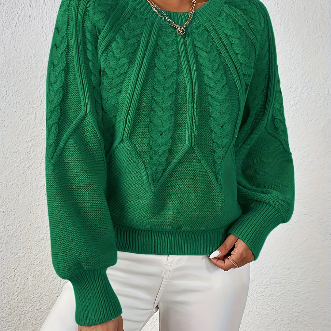 Women's Flattering Cable Knit Cropped Sweater
