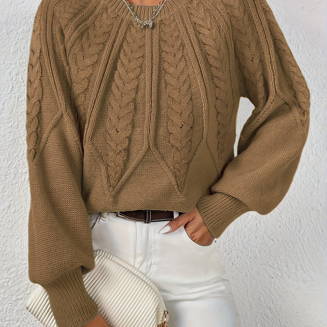 Women's Flattering Cable Knit Cropped Sweater