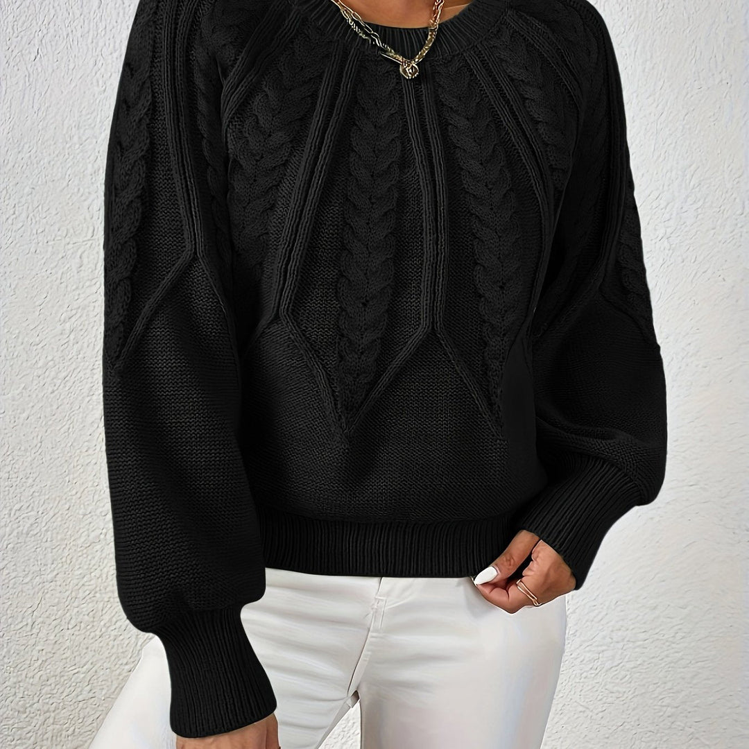Women's Flattering Cable Knit Cropped Sweater