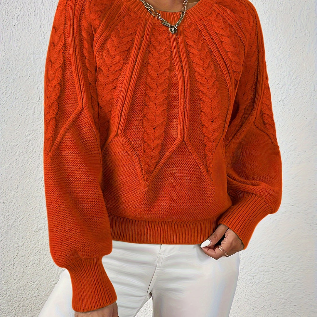 Women's Flattering Cable Knit Cropped Sweater