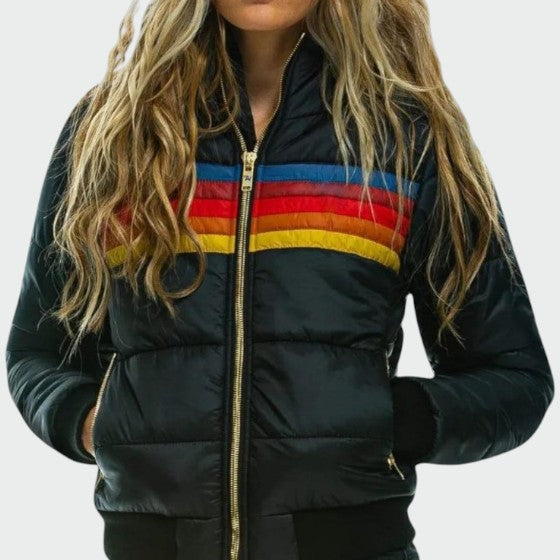 Women's Polished Quilted Waterproof Puffer Jacket with Hood