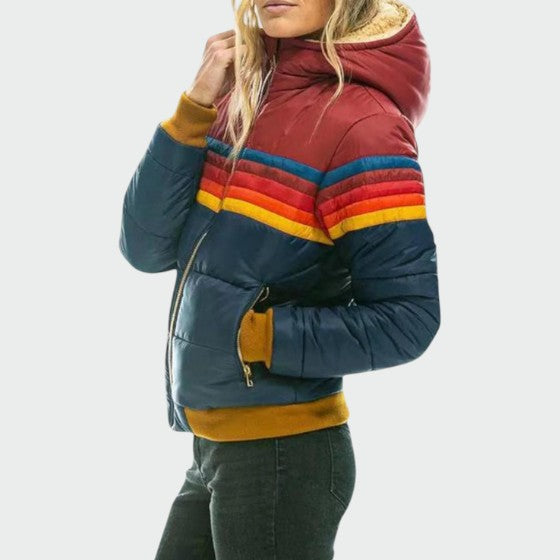 Women's Polished Quilted Waterproof Puffer Jacket with Hood