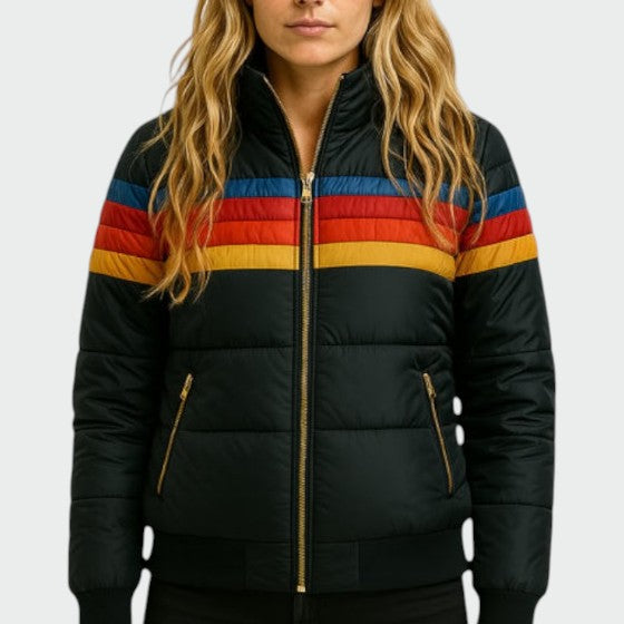 Women's Polished Quilted Waterproof Puffer Jacket with Hood