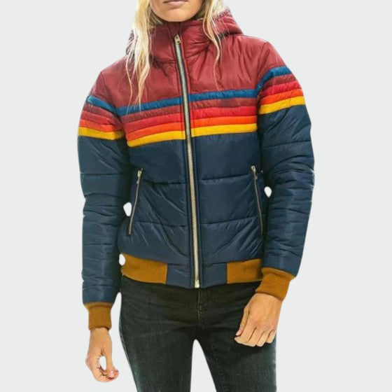 Women's Polished Quilted Waterproof Puffer Jacket with Hood
