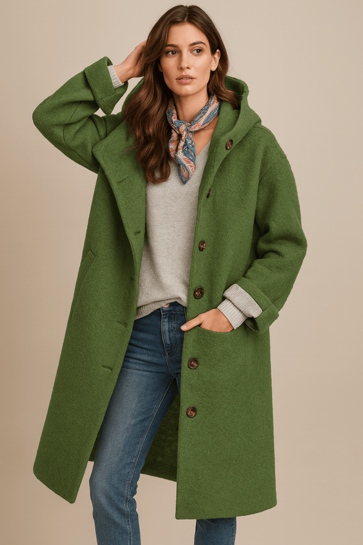 Women's Cozy Long Hooded Wool Coat