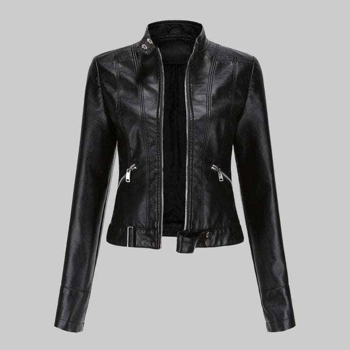 Women's Chic Cropped Faux Leather Jacket