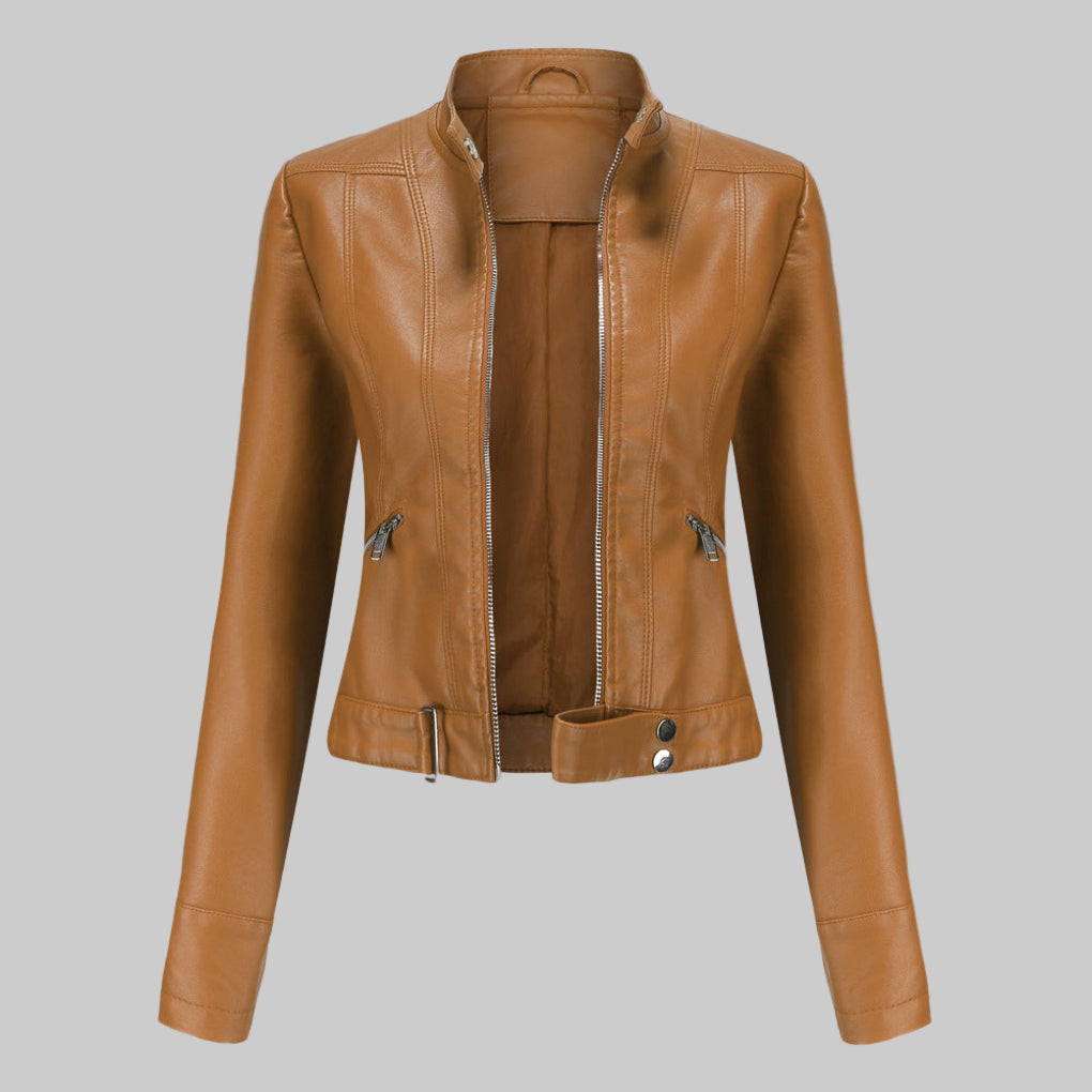 Women's Chic Cropped Faux Leather Jacket