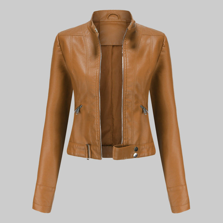 Women's Chic Cropped Faux Leather Jacket