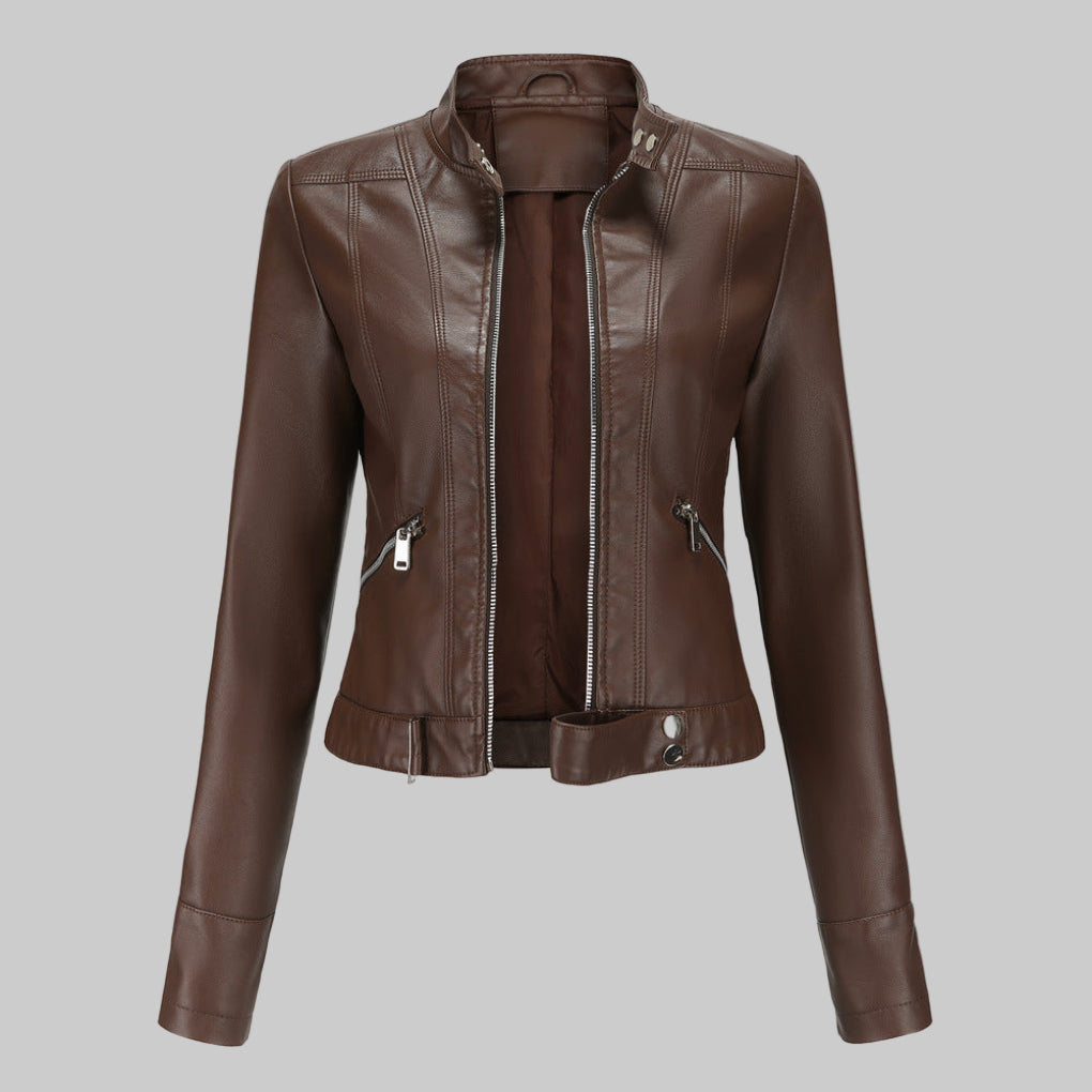Women's Chic Cropped Faux Leather Jacket