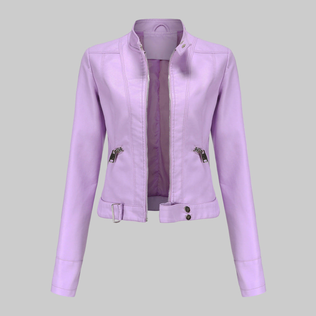 Women's Chic Cropped Faux Leather Jacket