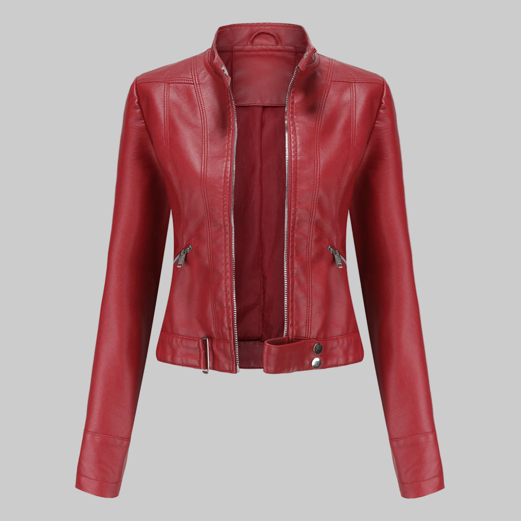 Women's Chic Cropped Faux Leather Jacket