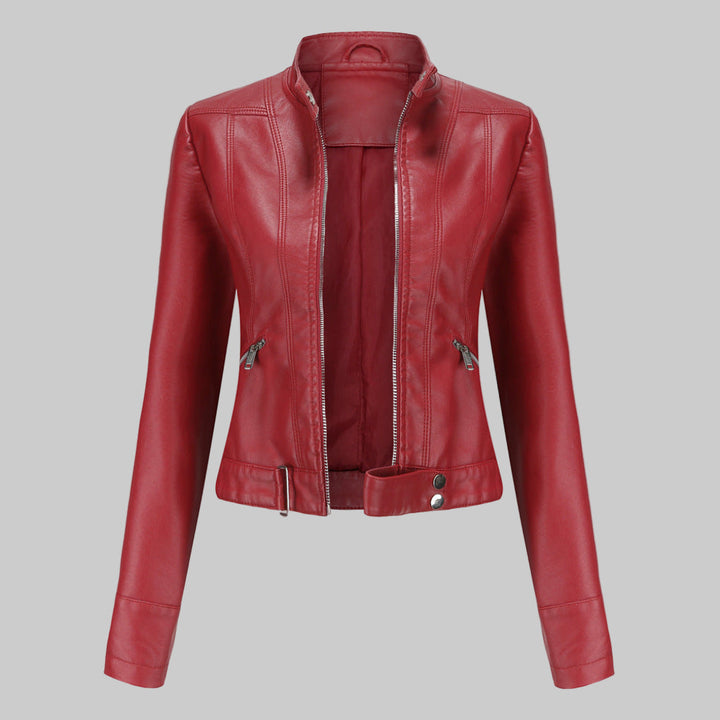 Women's Chic Cropped Faux Leather Jacket