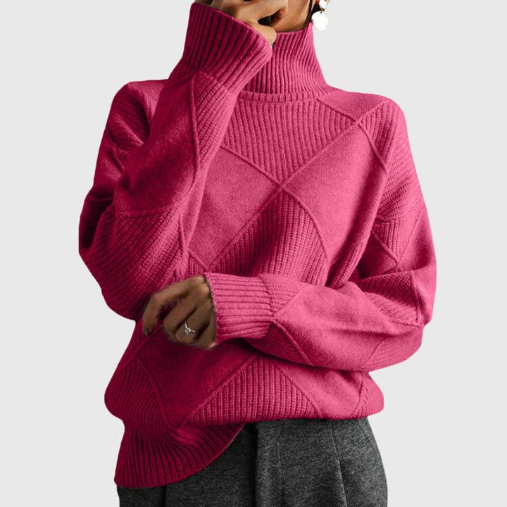 Women's Cozy Oversized Turtleneck Rib Knit Sweater