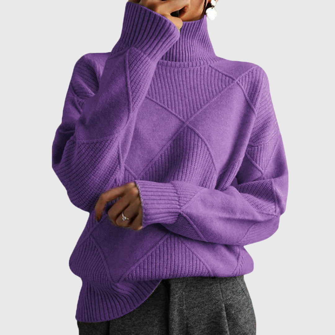 Women's Cozy Oversized Turtleneck Rib Knit Sweater