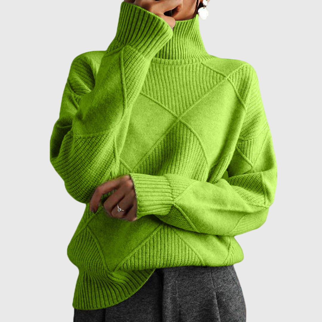 Women's Cozy Oversized Turtleneck Rib Knit Sweater