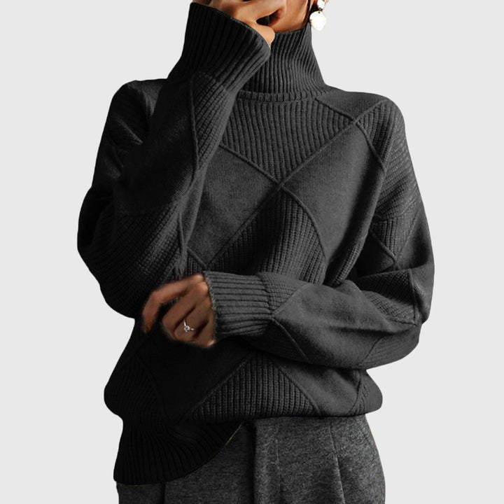 Women's Cozy Oversized Turtleneck Rib Knit Sweater