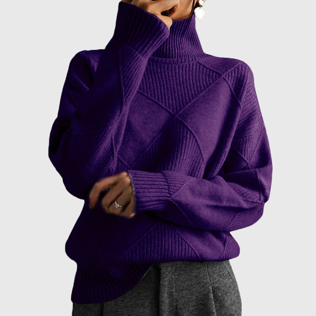 Women's Cozy Oversized Turtleneck Rib Knit Sweater