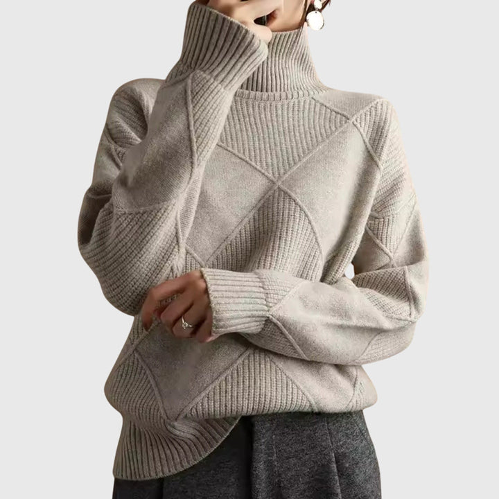 Women's Cozy Oversized Turtleneck Rib Knit Sweater