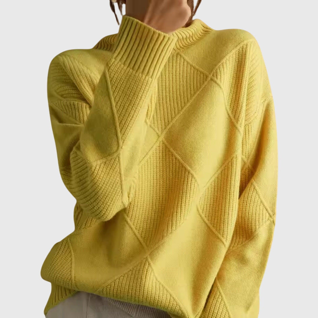 Women's Cozy Oversized Turtleneck Rib Knit Sweater