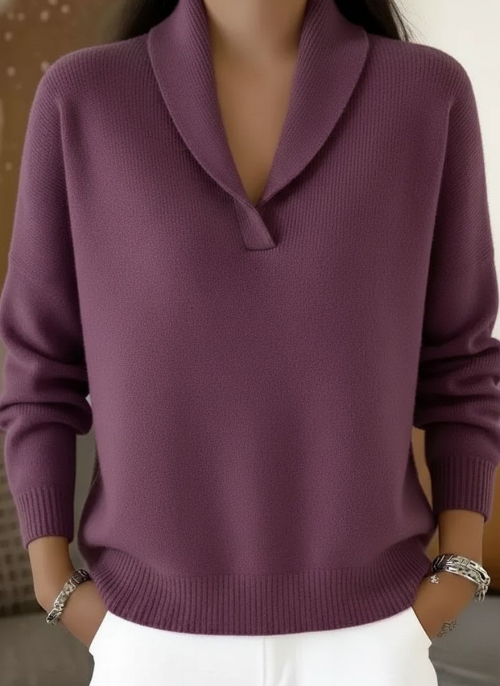 Women's Relaxed V-Neck Ribbed Knit Sweater