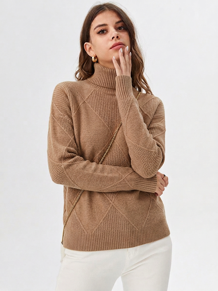 Women's Modern Oversized Ribbed Turtleneck Sweater