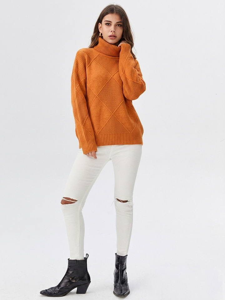 Women's Modern Oversized Ribbed Turtleneck Sweater