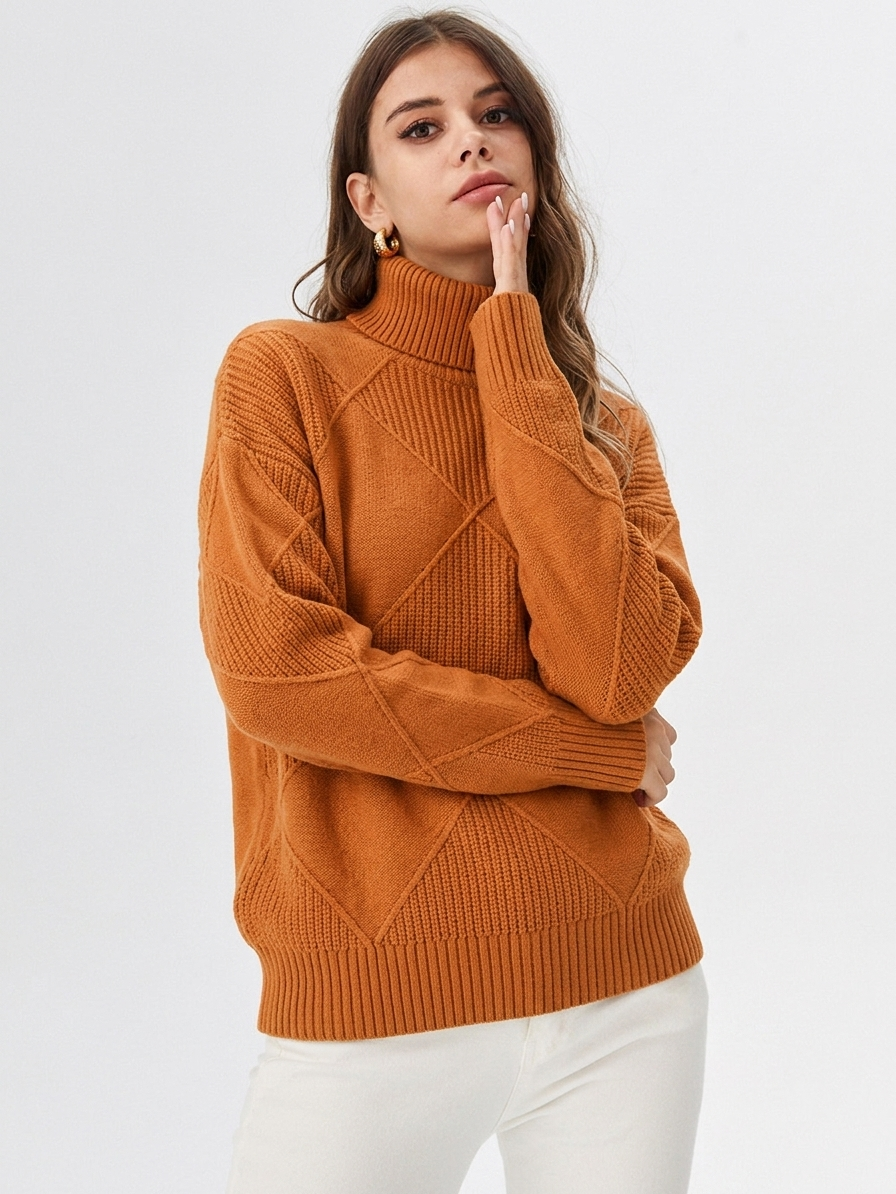 Women's Modern Oversized Ribbed Turtleneck Sweater