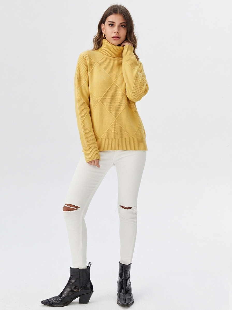 Women's Modern Oversized Ribbed Turtleneck Sweater