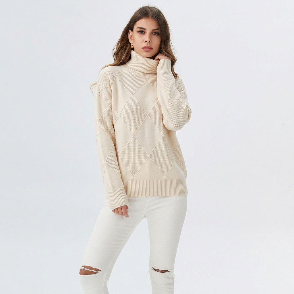Women's Modern Oversized Ribbed Turtleneck Sweater