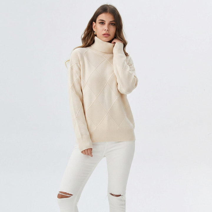 Women's Modern Oversized Ribbed Turtleneck Sweater