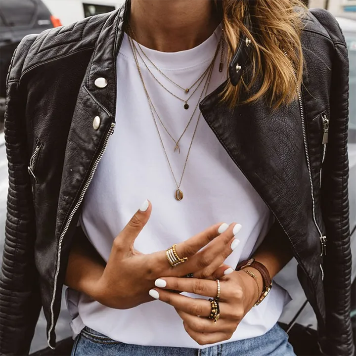 Women's Stylish Quilted Faux Leather Biker Jacket
