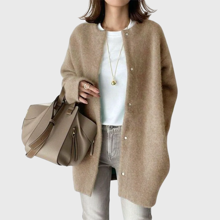 Women's Tailored Long Knit Cardigan with Button Front