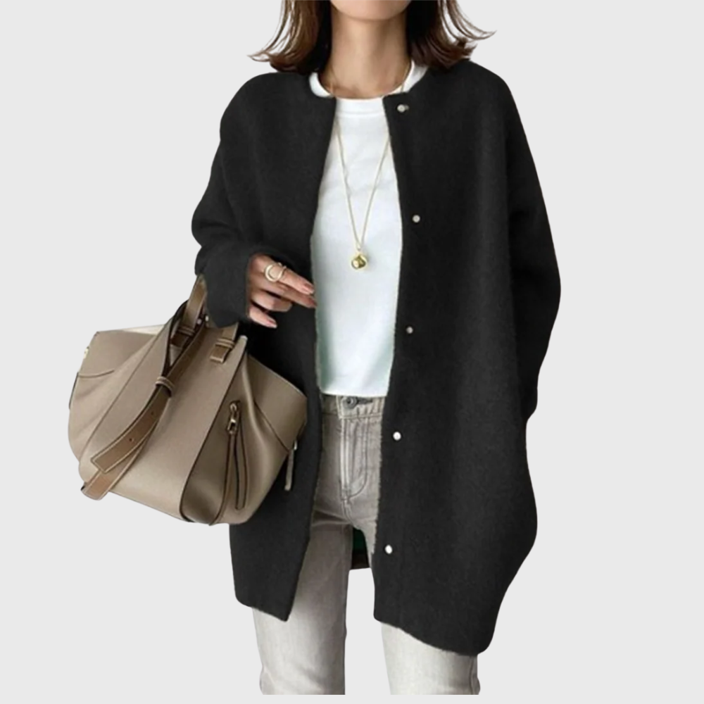 Women's Tailored Long Knit Cardigan with Button Front