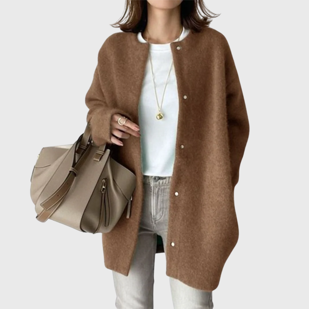 Women's Tailored Long Knit Cardigan with Button Front