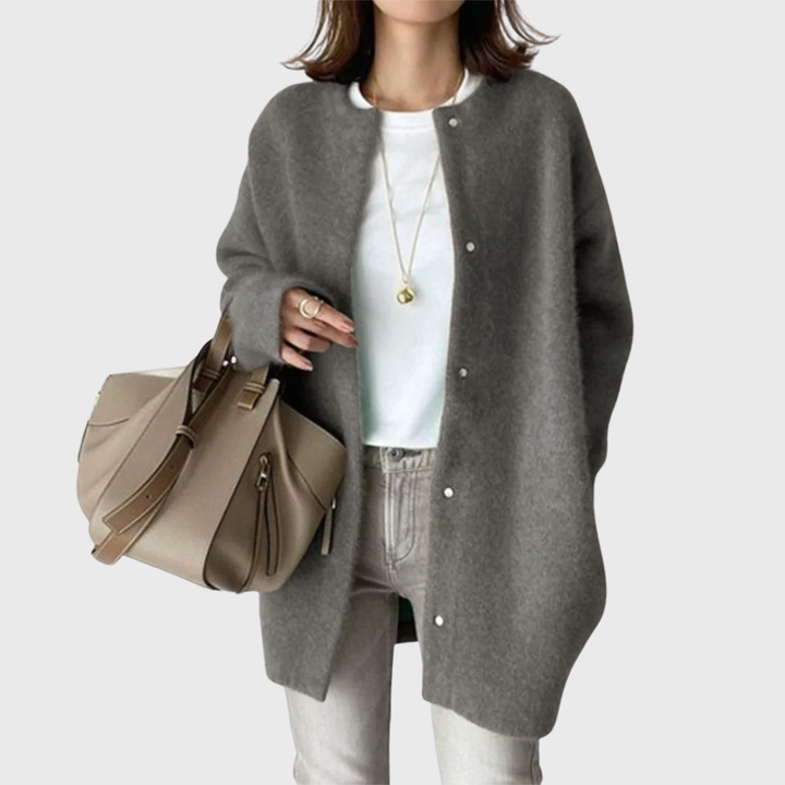 Women's Tailored Long Knit Cardigan with Button Front