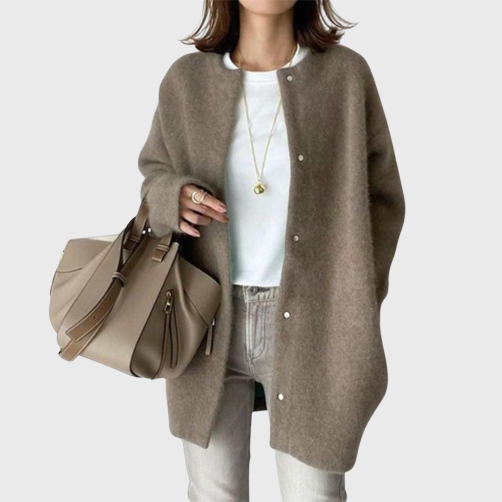Women's Tailored Long Knit Cardigan with Button Front