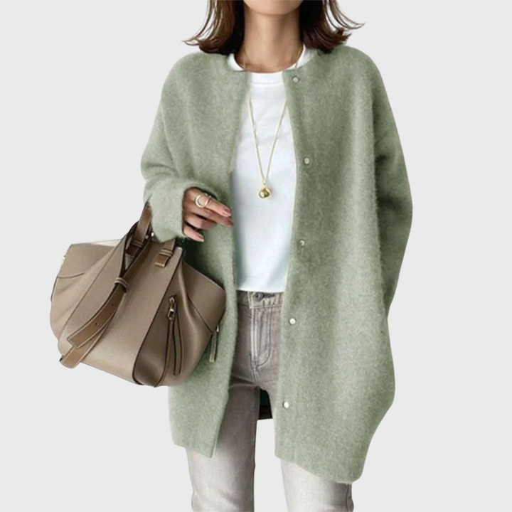 Women's Tailored Long Knit Cardigan with Button Front