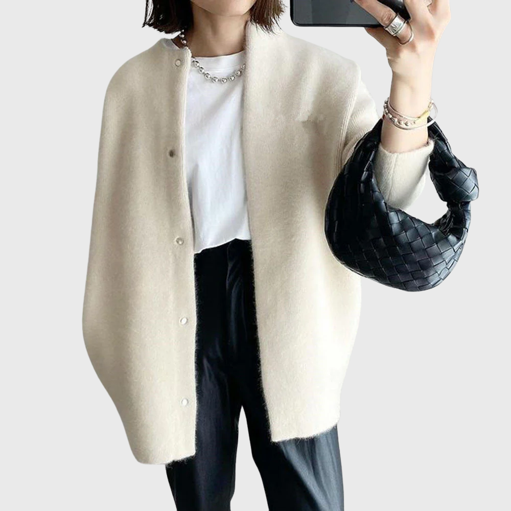 Women's Tailored Long Knit Cardigan with Button Front