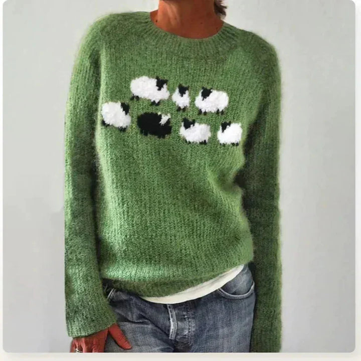 Women's Sophisticated Fair Isle Knit Sweater with Boat Neck